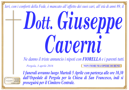 manifesto funebre di Caverni Giuseppe