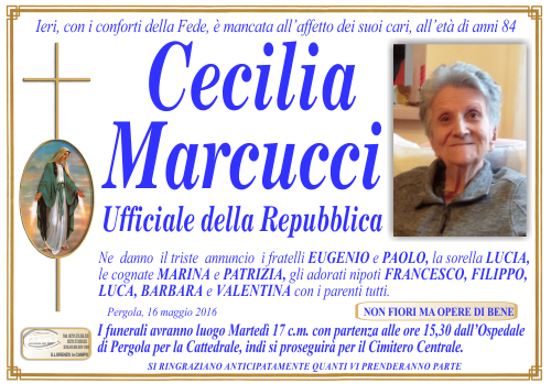 manifesto funebre di Marcucci Cecilia