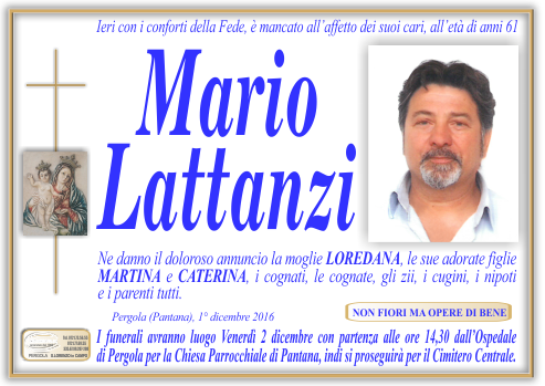 manifesto funebre di Lattanzi Mario