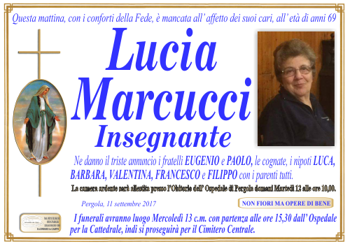 manifesto funebre di Marcucci Lucia