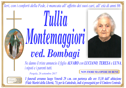 manifesto funebre di Montemaggiori Tullia