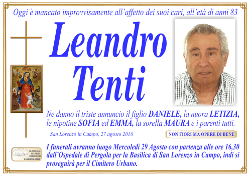 manifesto funebre di Tenti Leandro