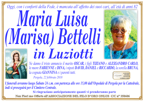 manifesto funebre di Bettelli Maria Luisa