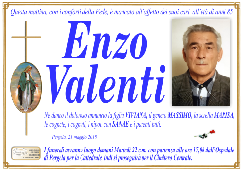 manifesto funebre di Valenti Enzo