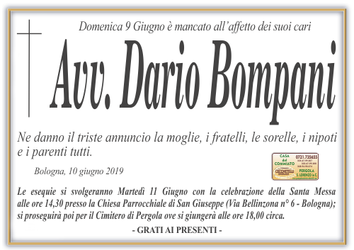 manifesto funebre di Bompani Dario