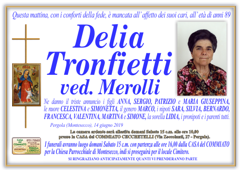 manifesto funebre di Tronfietti Delia