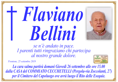 manifesto funebre di Bellini Flaviano
