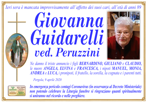 manifesto funebre di Guidarelli Giovanna