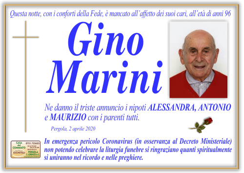 manifesto funebre di Marini Gino