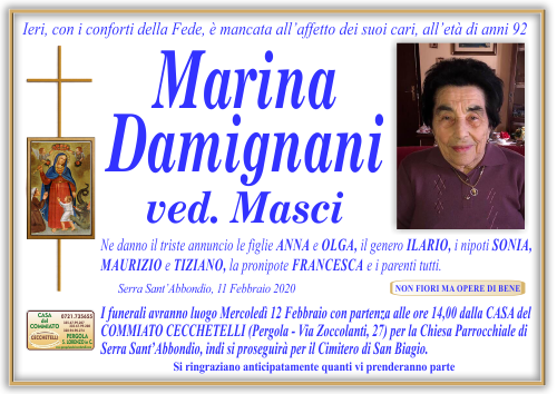 manifesto funebre di Damignani Marina