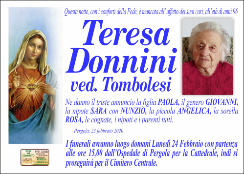 manifesto funebre di Donnini Teresa
