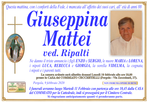 manifesto funebre di Mattei Giuseppina