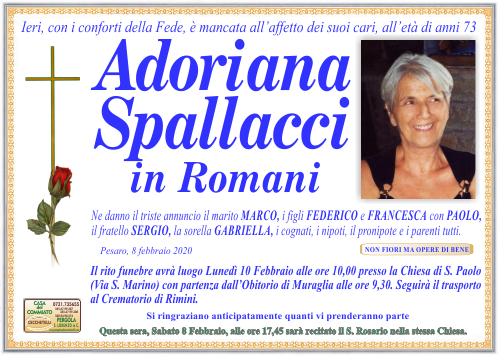 manifesto funebre di Spallacci Adoriana