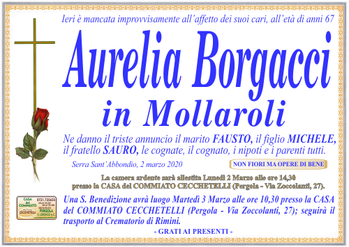 manifesto funebre di Borgacci Aurelia