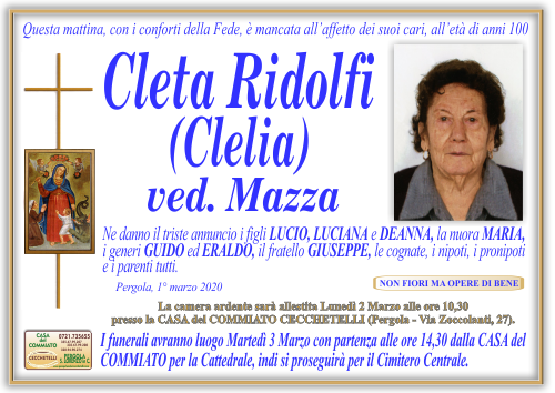 manifesto funebre di Ridolfi Cleta