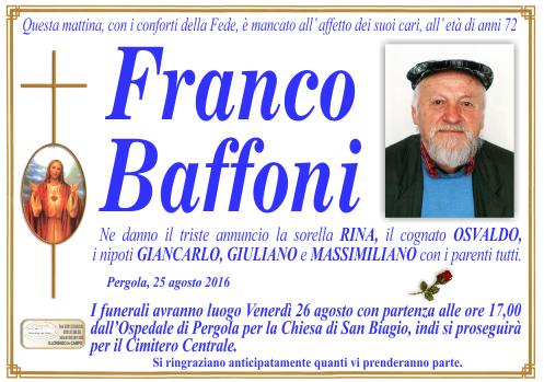 manifesto funebre di Baffoni Franco