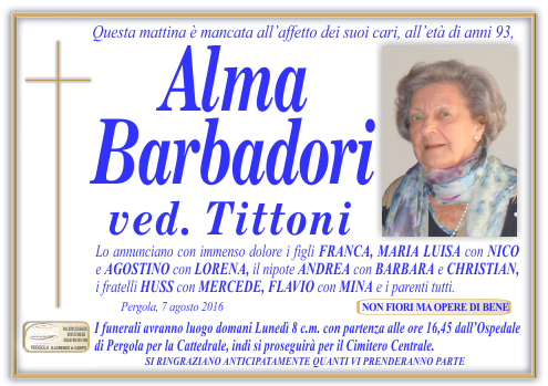 manifesto funebre di Barbadori Alma