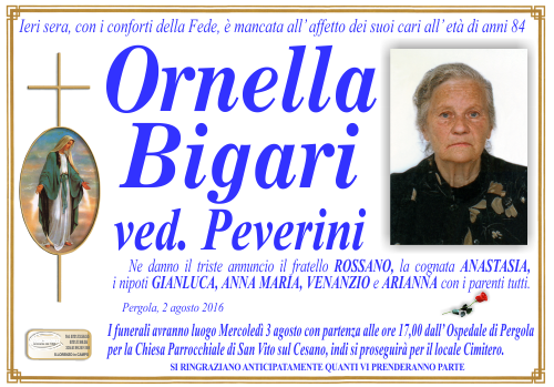 manifesto funebre di Bigari Ornella