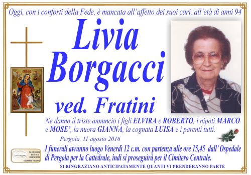manifesto funebre di Borgacci Livia