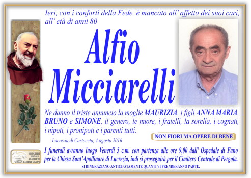 manifesto funebre di Micciarelli Alfio