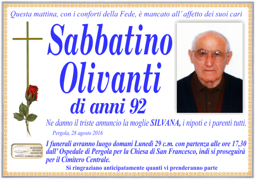 manifesto funebre di Olivanti Sabbatino