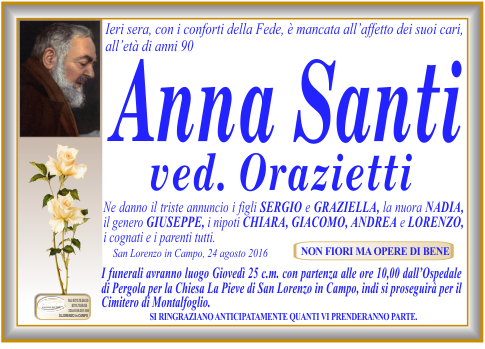 manifesto funebre di Santi Anna