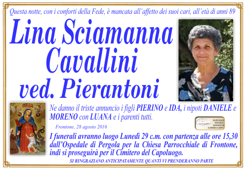 manifesto funebre di Sciamanna Cavallini Lina