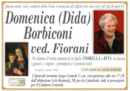 manifesto funebre di Borbiconi Domenica