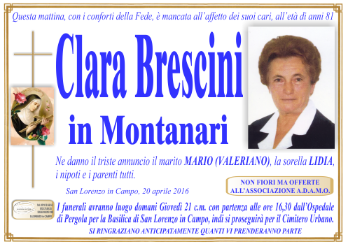 manifesto funebre di Brescini Clara