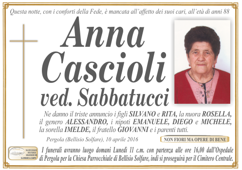 manifesto funebre di Cascioli Anna