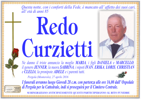 manifesto funebre di Curzietti Redo