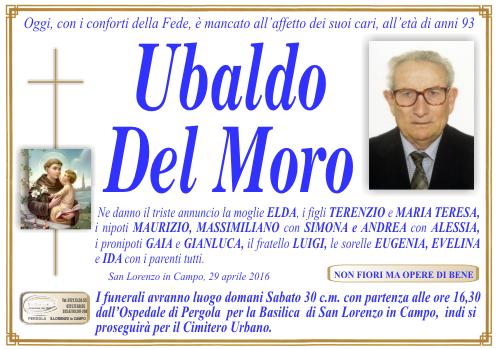 manifesto funebre di Delmoro Ubaldo