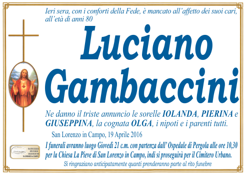 manifesto funebre di Gambaccini Luciano