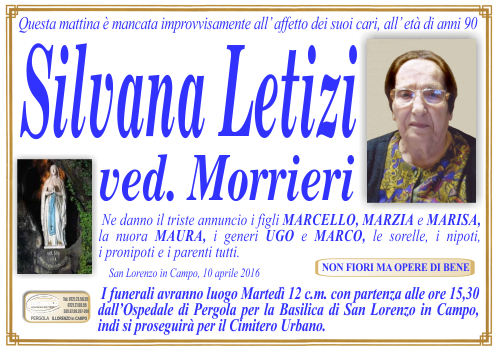 manifesto funebre di Letizi Silvana