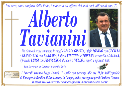 manifesto funebre di Tavianini Alberto