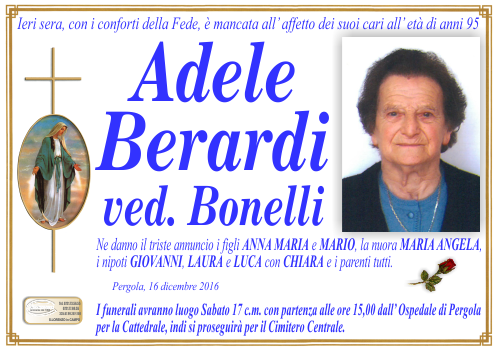 manifesto funebre di Berardi Adele