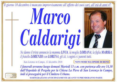 manifesto funebre di Caldarigi Marco