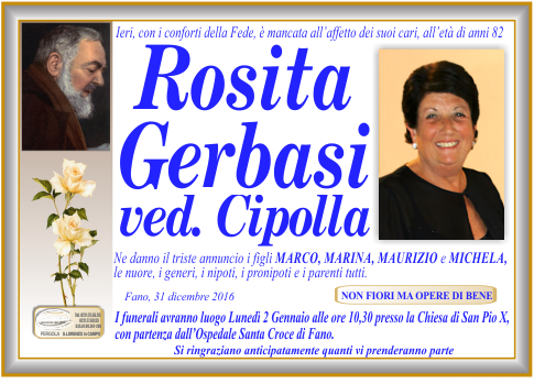 manifesto funebre di Gerbasi Rosa