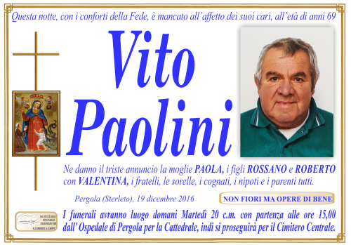 manifesto funebre di Paolini Vito