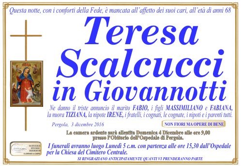 manifesto funebre di Scalcucci Teresa