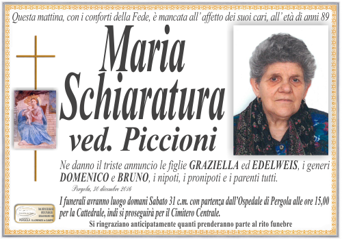 manifesto funebre di Schiaratura Maria