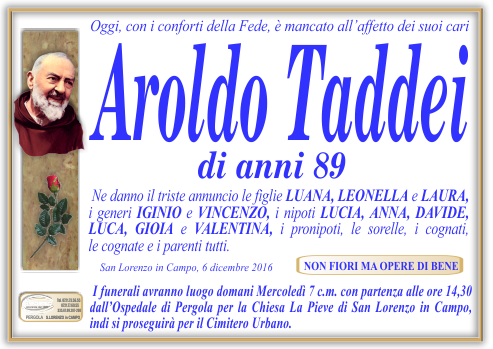 manifesto funebre di Taddei Aroldo