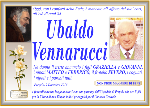 manifesto funebre di Vennarucci Ubaldo