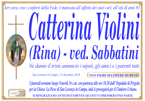 manifesto funebre di Violini Catterina