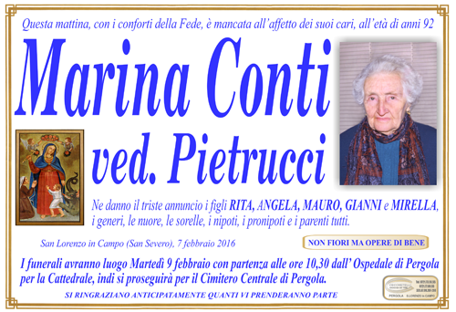 manifesto funebre di Conti Marina