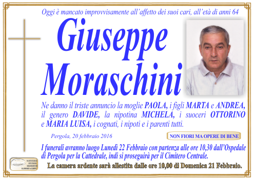 manifesto funebre di Moraschini Giuseppe
