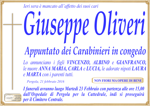 manifesto funebre di Oliveri Giuseppe