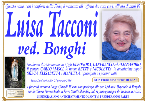 manifesto funebre di Tacconi Luisa