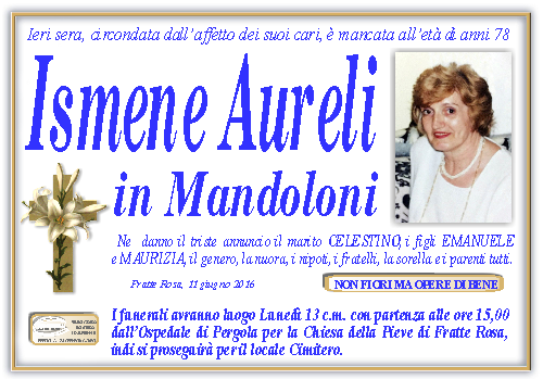manifesto funebre di Aureli Ismene