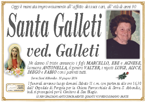 manifesto funebre di Galleti Santa